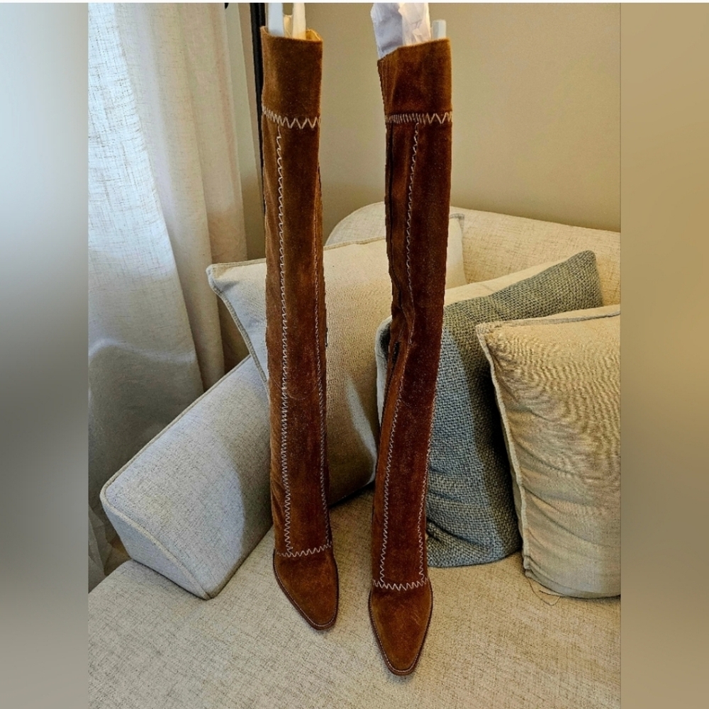Spell & The Gypsy Zephyr Tan Over the Knee Boots Size 40 NEW - Picture 9 of 13